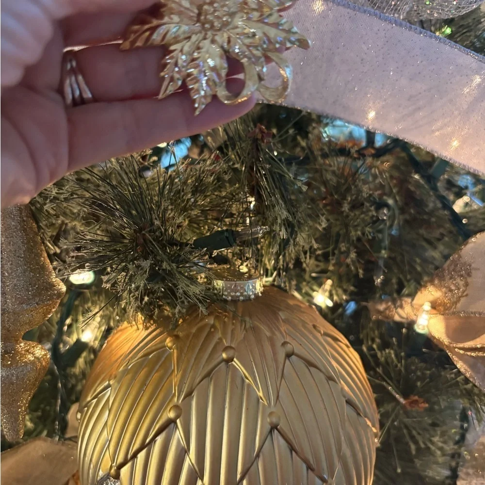 Gold Tone Vintage Gerry’s Metal Christmas Ornaments Set of 10